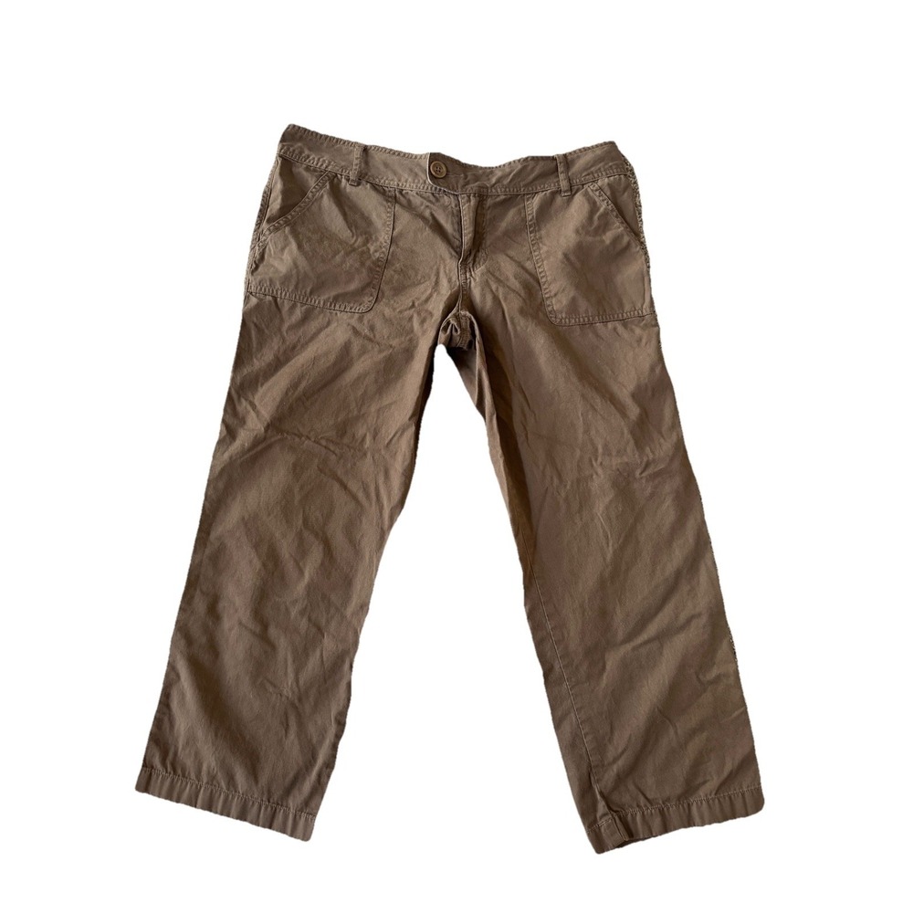 Hollister Womens Y2K Brown Low Rise Bootcut Cropped Pants Sz 9 33 Flap Pockets‎